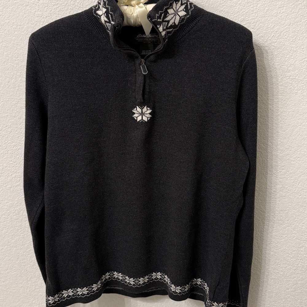 Eddie Bauer 1/4 Zip Pullover Sweater with Nordic Pattern